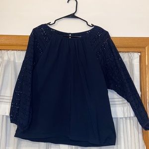 Navy long sleeve blouse.